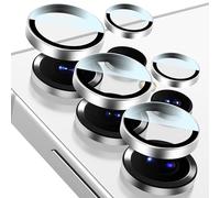 Pellicola Lente Fotocamera per Samsung Galaxy S25 Ultra Lega Alluminio,Stick Saldamente,Caso Amichevole,AR Antiriflesso,Pixel Senza Perdita Vetro Protezione Fotocamera,Titanio bianco