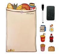 Pellicola magnetica per lavagna bianca, per frigorifero, con design dolce del pane, riutilizzabile, lista delle cose da fare e planner per alimenti con 6 calamite per frigorifero, penna e gomma (37 x