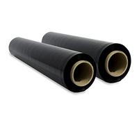 Pellicola nera per imballaggio, pellicola nera opaca, carta film, rotolo di plastica protettiva per mobili, scatole trasloco, copertura in plastica 50 cm x 300 m estensibile - SIDI (2 pezzi, nero)
