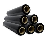 Pellicola nera per imballaggio, pellicola nera opaca, carta film, rotolo di plastica protettiva per mobili, scatole trasloco, copertura in plastica 50 cm x 300 m estensibile - SIDI (6 pezzi, nero)