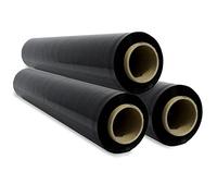 Pellicola nera per imballaggio, pellicola nera opaca, carta film, rotolo di plastica protettiva per mobili, scatole trasloco, copertura in plastica 50 cm x 300 m estensibile - SIDI (3 pezzi, nero)