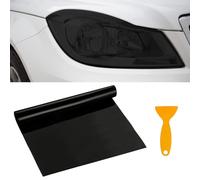 Pellicola oscurante per fari auto, 30 x 120 cm, impermeabile, resistente ai raggi UV, in vinile, tinta fumo, universale, adatta per fari, luci posteriori e fendinebbia (nero)