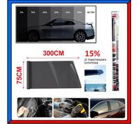 Pellicola Oscurante Vetri Finestrini Auto Macchina 15% VLT Nera 75cm X 3 Metri
