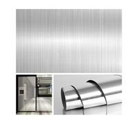 Pellicola Per Cucin Carta da parati autoadesiva in vinile nichel spazzolato premium, pellicola decorativa for adesivi in foglia oro, resistente all'olio, in acciaio inossidabile(Silver,60 x 200 cm)