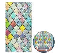 Pellicola per finestra 200 x 30 cm, pellicola per la privacy per finestre in vetro arcobaleno con motivo a griglia di cristallo lucida elettrostatica per porte bagno e cucina
