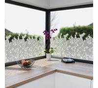 Pellicola per finestra con adesione statica, bianca, con decalcomania floreale per l'uso su vetri e porte, progettata per una facile rimozione e riutilizzo (39 x 150 cm)