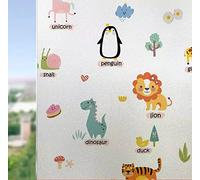 Pellicola per finestra smerigliata per la privacy, per camera dei bambini, aula, asilo, decorazione con animali, pellicola per vetro colorato, senza colla, adesivo statico per finestre