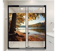 Pellicola per finestre in vetro colorato con paesaggio rustico moderno, per la privacy, per la privacy, per porte in vetro, non adesiva, per camera e cucina, 90 x 140 cm, 2 pezzi