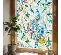 Pellicola per finestre in vetro colorato, per la privacy, per la privacy, in vinile satinato, senza colla, statica, per casa, cucina, ufficio, bagno, giardino con pavone, 44 x 200 cm