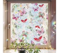 Pellicola per finestre in vetro colorato, per la privacy, per la privacy, in vinile satinato, senza colla, statica, per casa, cucina, ufficio, bagno, farfalla laser, 44 x 200 cm