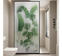 Pellicola per finestre per la privacy, adesione statica, blocco UV, controllo del calore, coperture per finestre, effetto smerigliato, piante verdi decorative, adesivo per vetro (80x200cm)