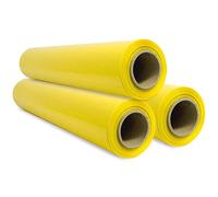 Pellicola per imballaggio, pellicola gialla, carta film, rotolo di plastica protettivo mobili, scatole trasloco, plastica copritutto, 50 x 300 m, estensibile - SIDI (3 pezzi, giallo)