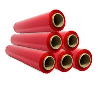 Pellicola per imballaggio, pellicola rossa, carta pellicola, rotolo di plastica protettiva per mobili, scatole di spostamento, plastica copritutto 50 cm x 300 m estensibile - SIDI (6 pezzi, rosso)