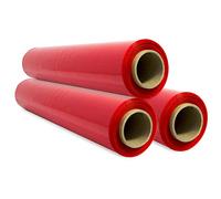 Pellicola per imballaggio, pellicola rossa, carta pellicola, rotolo di plastica protettiva per mobili, scatole di spostamento, plastica copritutto 50 cm x 300 m estensibile - SIDI (3 pezzi, rosso)
