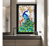 Pellicola per la privacy per finestre con pavone, senza colla, decorazione in vetro macchiato, resistente ai raggi UV, per il controllo del calore, per casa, ufficio, 35 x 70 cm