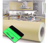 Pellicola per plotter e spatola per applicazione, lucida o opaca, pellicola adesiva, per mobili, cucina, bagno, decorativa, 10 m x 63 cm, 814, colore avorio, opaco