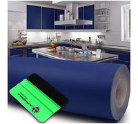Pellicola per plotter e spatola per applicazione, lucida o opaca, pellicola adesiva, per mobili, cucina, bagno, decorativa, 10 m x 63 cm, 050, colore blu scuro, opaco