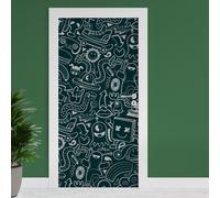 Pellicola per Porta " Doodles 2 " 90x200cm Tuerposter Adesivo Decorazione Parati