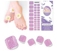 Pellicola per unghie UV indurente - 32 pezzi per unghie dei piedi da incollare UV gel pellicola autoadesiva con ogni lampada per unghie con lima per unghie e bastoncini di legno (rosa glitter)