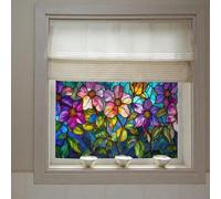 Pellicola per Vetri Finestre Fiori Colorati Viola Pellicole Oscuranti per Vetri Finestre Privacy Pellicola Oscurante Adesiva Ufficio Bagno Camera da Letto Sala di Riunione 60x120cm/1 Pcs