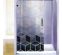 Pellicola per Vetri Finestre Geometria Blu Nero Pellicola Oscurante Vetri Finestre Privacy Pellicole Adesive Per Vetri Autoadesive Pellicole Oscuranti Vetro Adesivo Bagno Cucina 60x116cm/1 Pcs