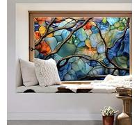 Pellicola per Vetri Finestre Marmo Arancione Blu Pellicola Vetro Finestra Pellicola Oscurante Vetri Finestre Pellicola Adesiva per Vetri Pellicola Vetri Finestre 45x100cm/3 Pcs