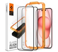 Pellicola protettiva in vetro temperato per iPhone 15 Plus ALM Glass FC - nera, 2 pezzi.