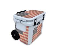 Pellicola protettiva lucida glitterata compatibile con Yeti Roadie 32 Wheeled Cooler - Bandiera vintage - Pellicola protettiva in vinile 3M di al