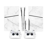 Pellicola protettiva per console e controller per PS5, sottile, in vinile, per Play-Station 5, accessorio protettivo per PS5 Slim Disc Edition (marmo bianco)