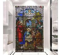 Pellicola protettiva per finestre, protezione dai raggi UV, controllo del calore, copertura per finestre, motivo dipinto con cattedrale, adesivo decorativo in vetro (90 x 160 cm)