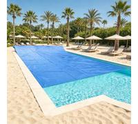 Pellicola Solare Piscina 1.4 x 2.9 m Protegge e Riscalda, Riscaldamento Ecologico Telo Solare Tagliabile Resistente Ai Raggi UV e All'Abrasione per Piscina Fuori Terra, Blu