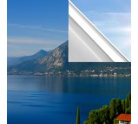 Pellicola Specchio per Finestre (75 x 120) MISURE GRANDI - NO COLLA Oscurante Privacy Riflettente Unidirezionale 99% Anti-UV Controllo del Calore Ufficio Casa vetri (Argento-Adesiva SENZA colla)