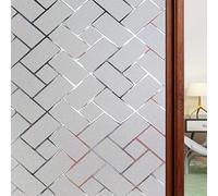 Pellicola Statica per Finestre 100 x 320 cm Autoadesive Anti-Uv Elettrostatica Opaca Pellicola Vetro Finestra Privacy per Ufficio Bagno da Letto, griglia obliqua