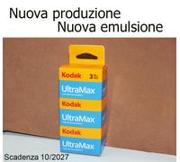 Pellicola tripla 35mm Rullino fotografico Colore Kodak Ultramax 400 ISO 36 foto