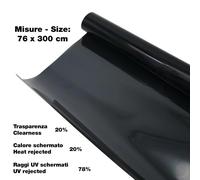 Pellicola Medio Oscurante Nera per Vetri Auto 76x300cm -al 20% Simoni Racing .