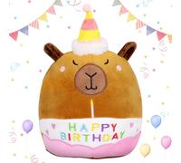 Pellinch Happy Birthday Capybara Peluche, 25 cm Capybara, Capybara Plushies, maiale d'acqua, peluche dei cartoni animati, Kawaii peluche, regalo di compleanno per bambini, ragazzi e ragazze