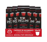 Pellini Top Originale 100% Arabica, 100 Capsule in Alluminio Compatibili Nespresso, Miscela pregiata di Caffè 100% Arabica con Sentori di Cacao e Agrumi, 10 Confezioni da 10 Capsule