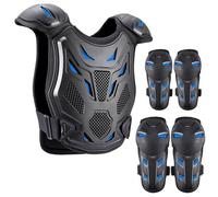 PELLOR Aggiornato Armatura Moto Per Bambini, 5 Pezzi Set Pettorina Motocross Bambino con Ginocchio/Gomiti/Torace, Paraschiena Moto Protezione Torace Ideale per Ciclismo,Sci,Equitazione,Skateboard