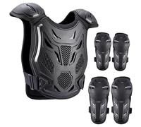 PELLOR Aggiornato Armatura Moto Per Bambini, 5 Pezzi Set Pettorina Motocross Bambino con Ginocchio/Gomiti/Torace, Paraschiena Moto Protezione Torace Ideale per Ciclismo,Sci,Equitazione,Skateboard