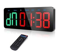 PELLOR Timer Palestra Multifunzione, Grande 3" Digitale Orologio da Parete,Cronometro LED con Modalità TABATA/FGB/EMOM, 5 Livelli Luminosità,Conto alla Rovescia/Progressivo, Portatile per Fitness/MMA