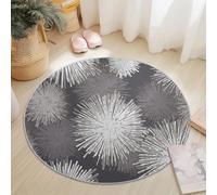 Pelo Corto Tappeto Rotondo 60 cm Lavabile in Lavatrice, Astratto Pittura A Inchiostro Linee Stampa Tappetino Rotondo Per Bambini Cameretta Cucina Casa Zona Balcone Tavolino - Grigio
