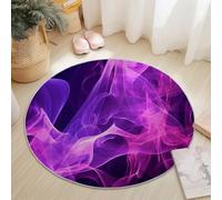 Pelo Corto Tappeto Rotondo Astratto Sognante Fumo Tema, 60 cm Antiscivolo Lavabile Tappetino Rotondo Per Bambini Cameretta Cucina Casa Zona Balcone Tavolino - Viola Nero