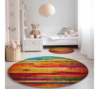 Pelo Corto Tappeto Rotondo Realistico Astratto Geometrico Tavola Di Legno Tema, 120 cm Antiscivolo Lavabile Tappetino Rotondo Per Bambini Cameretta Cucina Casa Zona Balcone Tavolino - Marrone Rosa