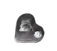 Pelo lungo britannico orologio a forma di cuore con un gatto Art-Dog