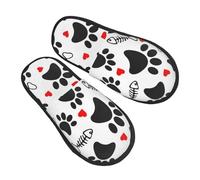 Pelose Pantofole da Donna Dog Paws And Fish Bones Ciabatte da Casa Unisex Scarpe di Cotone per Invernali Casa Interne M