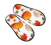 Pelose Pantofole Donna Leaves Chrysanthemums Autumn Pumpkin Pantofole da Casa Peluche Slippers per Invernali Interne Casa L