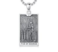 PELOVNY Collana con carte dei tarocchi, in argento Sterling 925, con scheletro, sole, luna, stella, forza, amanti della morte, diavolo, sciocco, gioielli per Natale, compleanno, per uomini e donne