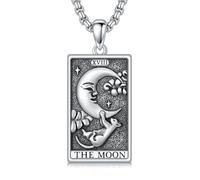 PELOVNY Collana con carte dei tarocchi, in argento Sterling 925, con scheletro, sole, luna, stella, forza, amanti della morte, diavolo, sciocco, gioielli per Natale, compleanno, per uomini e donne