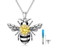 PELOVNY Collana con urna per ceneri in argento Sterling 925, con farfalla, libellula, ape, fenice, colibrì, urna per cenere, gatti, cani, animali domestici, regali commemorativi, 20 inches, Argento