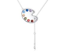 PELOVNY Collana da donna in argento Sterling 925 con tavolozza dei chakra, per ballerina, calcio, idea regalo per uomini, pittori, insegnanti d'arte, ballerina, ballerina, Argento sterling, non